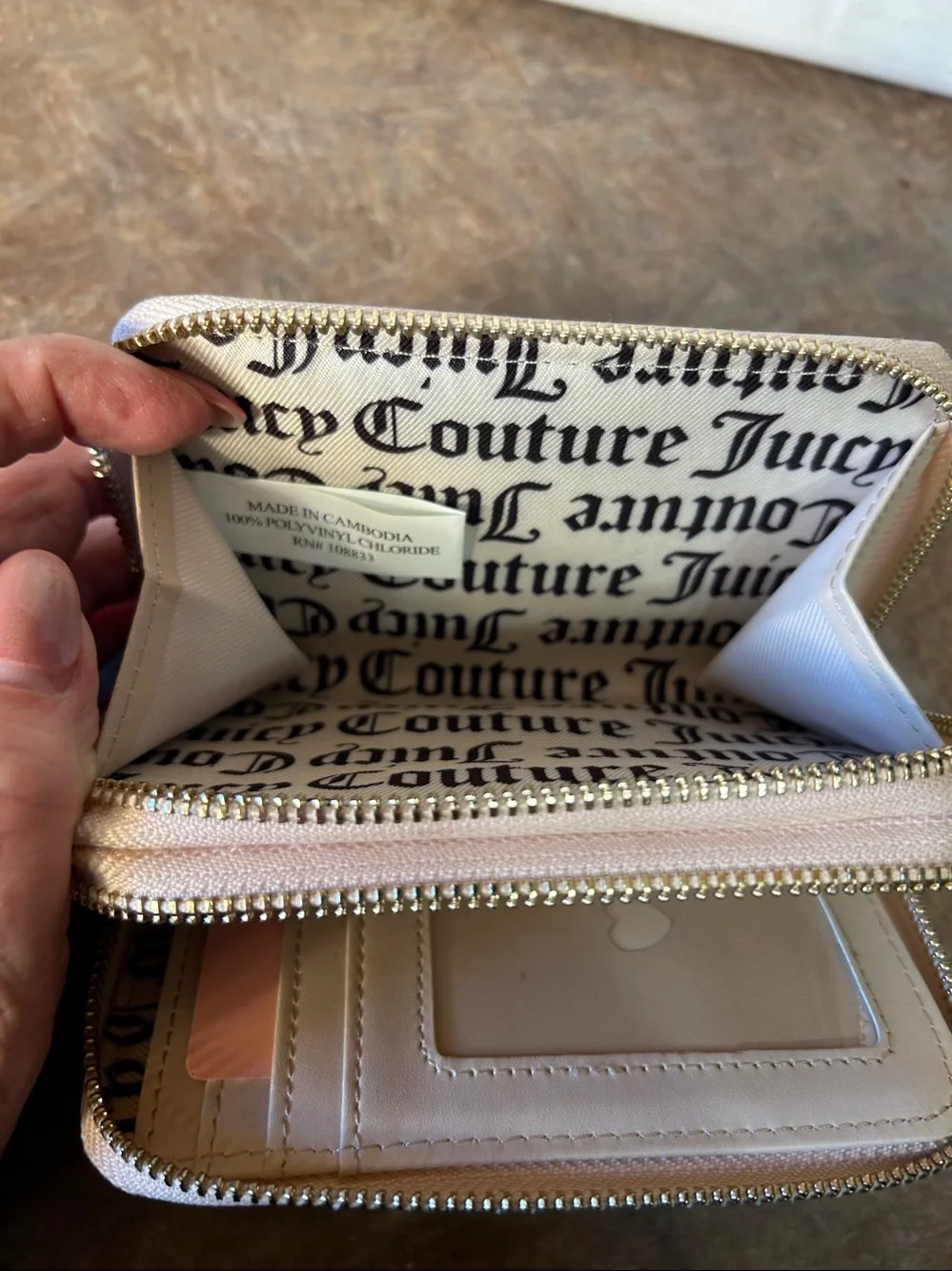 Juicy Couture Pink Rhinestone Zip Around Wallet